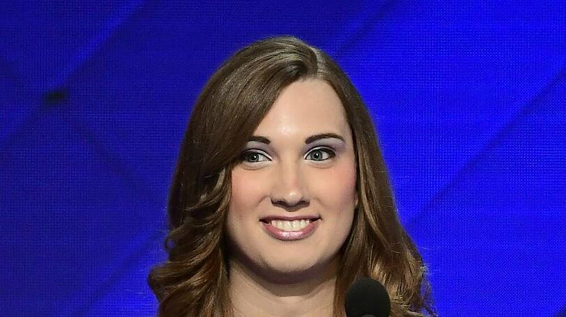 Sarah McBride bei einem Auftritt in Pennsylvania.