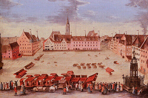 Heftige Vulkanausbrüche in Island führten zu einem so kalten Winter, dass es 1784 zu einem der schwersten Hochwasser kam. Auch die Marktständler litten darunter.