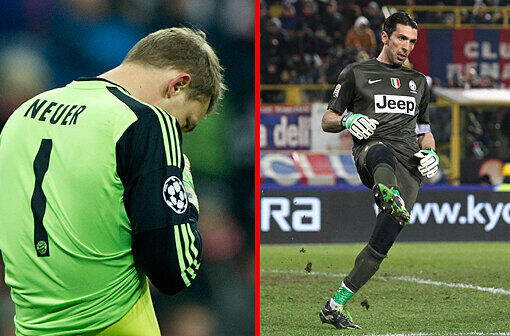 NEUER - BUFFON: &bdquo;Beide Torhüter sind absolute Weltklasse, für mich konstant in den Top drei der Welt. Der Faktor Alter (27/35): Für Neuer spricht die Jugend, für Buffon die Erfahrung. Meine Wertung: Unentschieden.&ldquo; Stand: 0,5:0,5