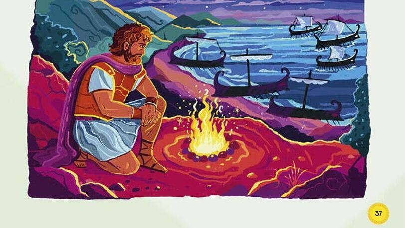 Odysseus am Lagerfeuer.