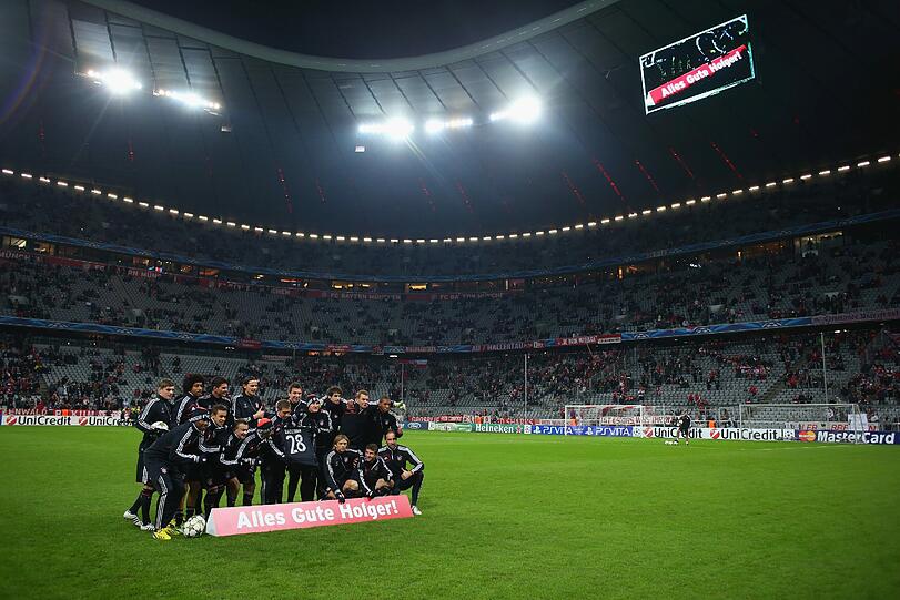 Vor dem Spiel gegen Borisov richteten die Bayernspieler ihre Genesungswünsche an Holger Badstuber.