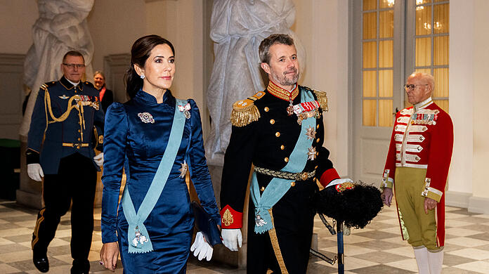 Denmark's Crown Prince Frederik and Crown Princess Mary at a New Year's reception at Christiansborg Palace