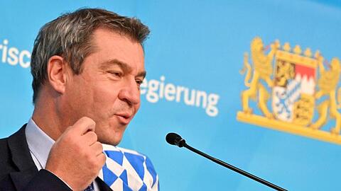 Bayerns Ministerpräsident Markus Söder (CSU) nimmt an einer Pressekonferenz teil.