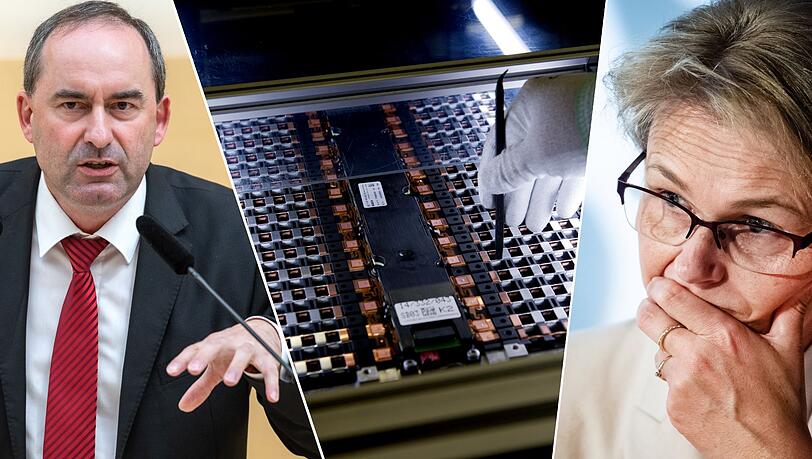 Nach der heikle Entscheidung von Anja Karliczek (CDU), die Batteriezellen-Forschungsfabrik in Münster zu bauen, fordert Hubert Aiwanger (Freie Wähler) nun Millionen. Nach der heikle Entscheidung von Anja Karliczek (CDU), die Batteriezellen-Forschungsfabrik in Münster zu bauen, fordert Hubert Aiwanger (Freie Wähler) nun Millionen.