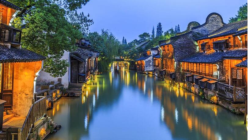 Die romantische Wasserstadt Wuzhen.