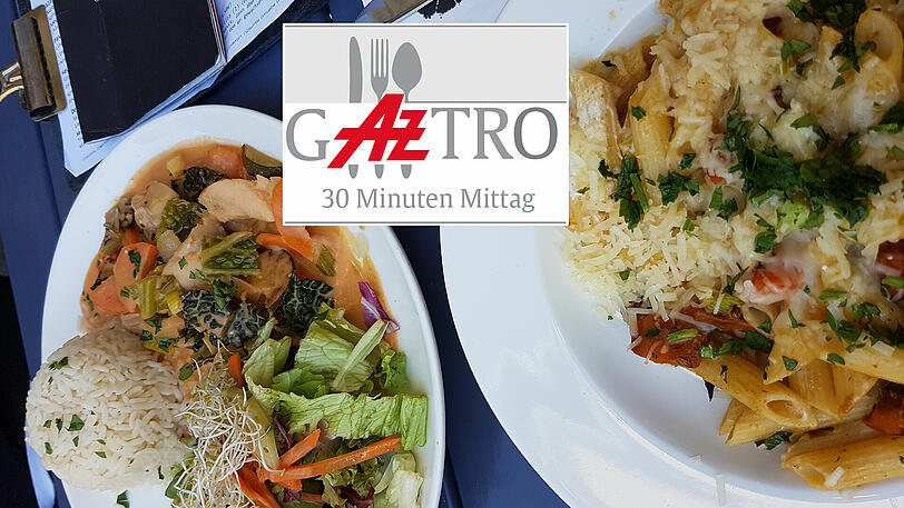 Ungewöhnlich: Kürbis mit Nudeln. Klassisch: Curry mit Salat.