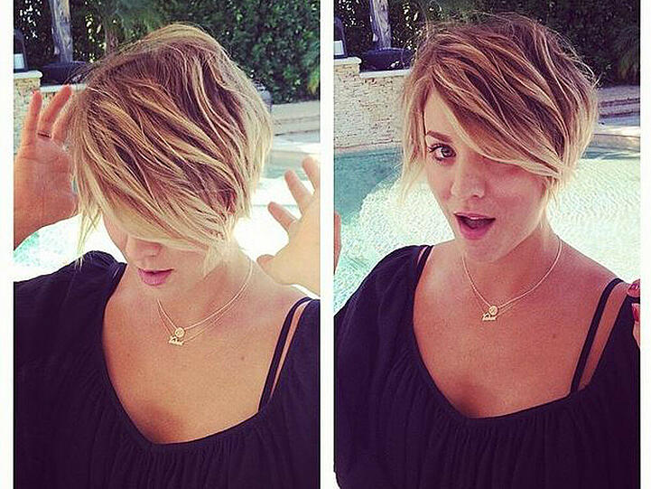 Kaley Cuoco freut sich via Instagram über ihre neue Kurzhaarfrisur