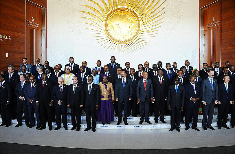 Ein Gruppenbild der Mitglieder der Afrikanischen Union. Der Kampf gegen Boko Haram und die Eindämmung des Ebola-Virus sind die wichtigsten Ziele des Gipfeltreffens.