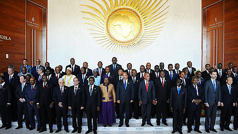 Ein Gruppenbild der Mitglieder der Afrikanischen Union. Der Kampf gegen Boko Haram und die Eindämmung des Ebola-Virus sind die wichtigsten Ziele des Gipfeltreffens.