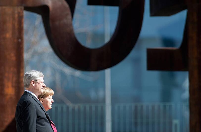 Empfang für den kanadischen Premierminister Stephen Harper im Beliner Kanzleramt.