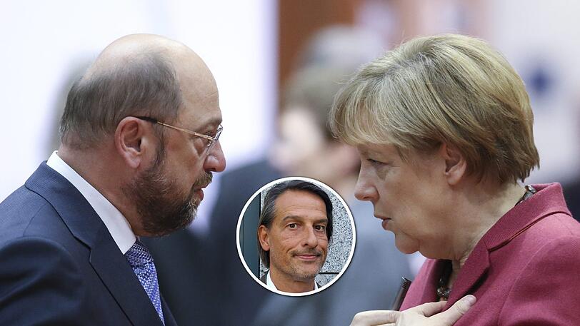 Finden Sie zusammen in einer Großen Koalition? SPD-Parteichef Martin Schulz und Bundeskanzlerin Angela Merkel. Clemens Hagen kommentiert die Sondierungsgespräche.