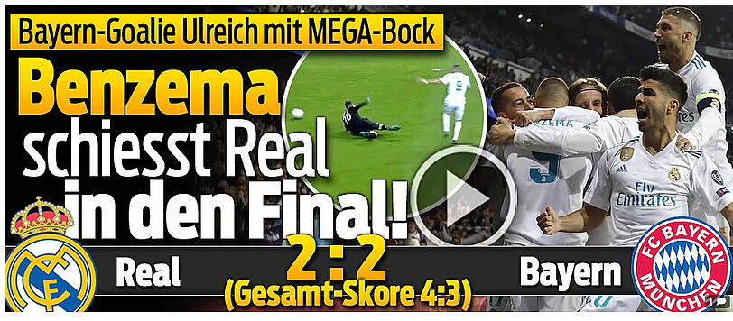 blick.ch (Schweiz): "Bayern-Goalie Ulreich mit MEGA-Bock. Benzema schießt Real in den Final!"
