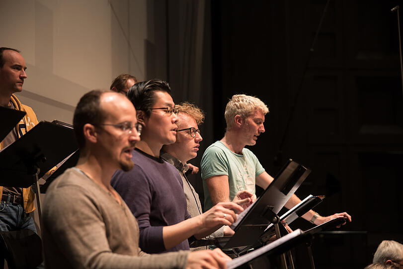 Der Chor des Bayerischen Rundfunks bei einer Probe im Prinzregententheater