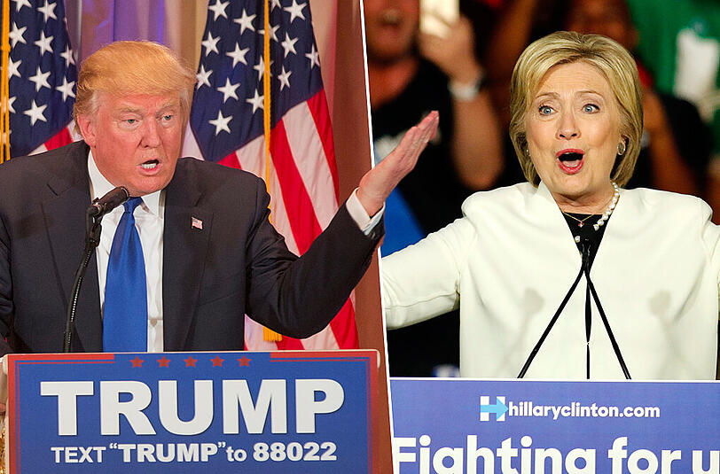 Liefern sich in den US-Vorwahlen weiter ein Kopf-an-Kopf-Rennen: Donald Trump und Hillary Clinton