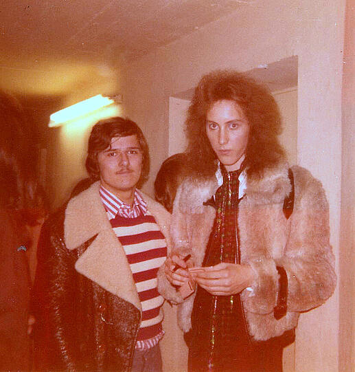 Herbi Hauke (links) 1973 mit Eddie Jobson von Roxy Music.