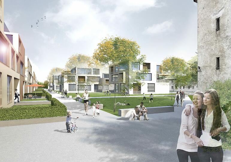 Wie die Wohnungen aussehen könnten, zeigt der Sieger-Entwurf von Hierl Architekten, die den Ideenwettbewerb gewonnen hatten.
