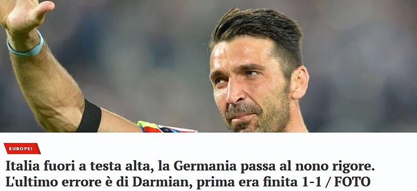 Ein trauriger Gianluigi Buffon auf dem Titel der La Nazione.