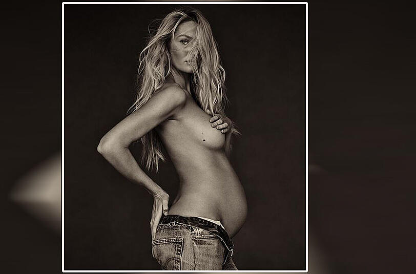 Mit diesem Bild veröffentlichte das Model Candice Swanepoel, dass sie einen kleinen Jungen bekommt.