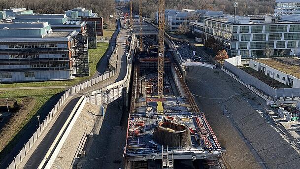 Baustelle der U6-Trasse zur neuen Endstation Martinsried.