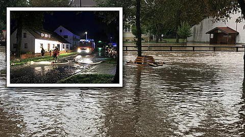 Nach Hagel und Starkregen standen in Otting rund 80 Haushalte bis zu einem Meter hoch unter Wasser.