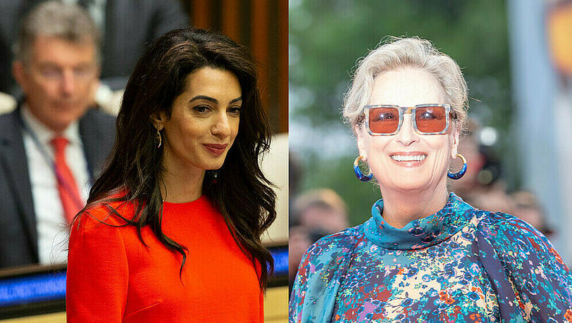 Menschenrechtsanwältin Amal Clooney (l.) bekommt den Freiheitspreis von Hollywood-Star Meryl Streep überreicht. Menschenrechtsanwältin Amal Clooney (l.) bekommt den Freiheitspreis von Hollywood-Star Meryl Streep überreicht.