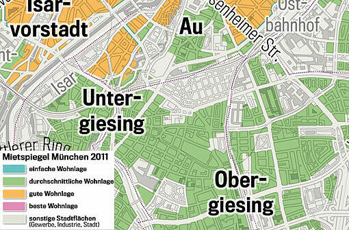 Zahlen Sie zu viel Miete? Klicken Sie durch die verschiedenen Viertel, und checken, in welcher Lage Sie wohnen.