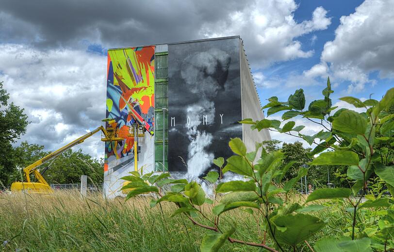 Diese großflächigen Graffitis zieren jetzt die Gebäude auf dem ehemaligen Siemens-Gelände.