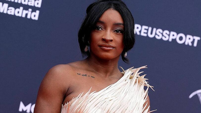 Simone Biles bei einem Auftritt in Madrid. Simone Biles bei einem Auftritt in Madrid.