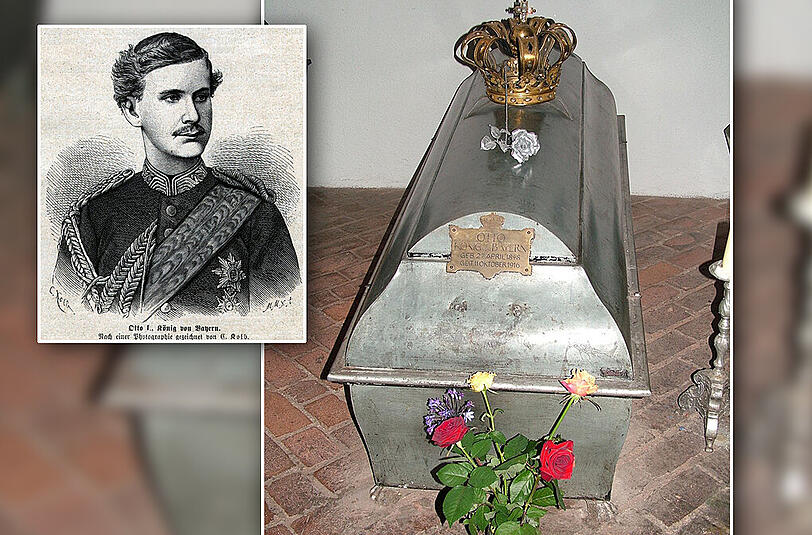 Das Grab Ottos I. von Bayern. Heute wird eine Gedenktafel für den Wittelsbacher (kl. Bild) enthüllt.