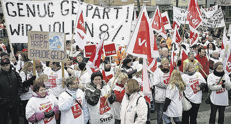 Acht Prozent mehr Lohn fordern die Gewerkschaften.