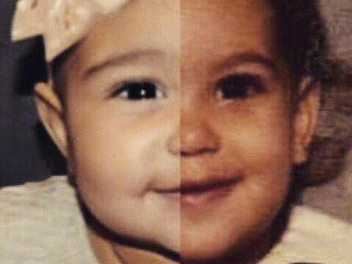 Kaum auseinanderzuhalten: North West (links) und Mama Kim Kardashian als Baby (rechts)