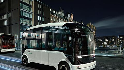 Illustration des autonom fahrenden Shuttle-Fahrzeugs, das die VDL Groep und Schaeffler produzieren wollen.