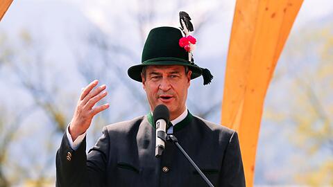 Markus Söder, Bayerns Ministerpräsident, spricht beim Patronatstag der bayerischen Gebirgsschützen.