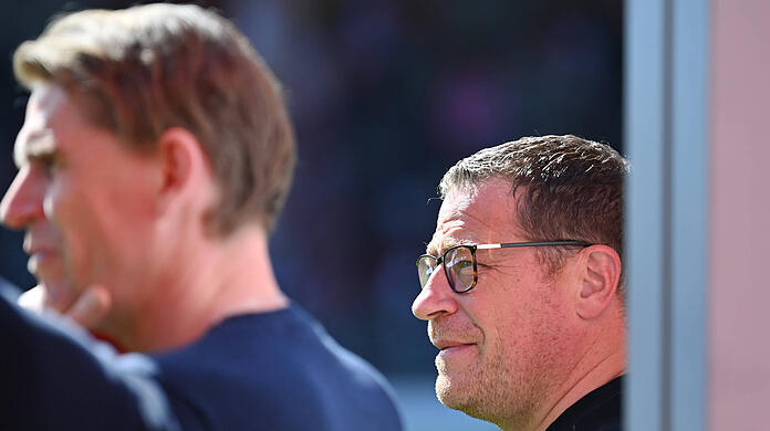 Max Eberl (r.) und Christoph Freund müssen den Kader des FC Bayern im Sommer umbauen.