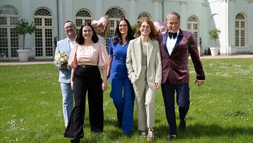 Marco Fu&szlig;, Amelie Borges, Madeleine Bolz, Marie Mika und Froonck (v.l.) treten in "Duell der Hochzeitsprofis" gegeneinander an.