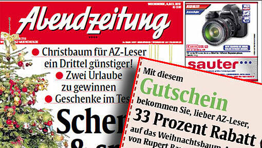 Diesen Coupon finden Sie am Montag in der AZ. Ausschneiden und Christbaum billiger kaufen! Diesen Coupon finden Sie am Montag in der AZ. Ausschneiden und Christbaum billiger kaufen!