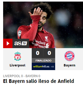 Die spanische "AS" lobt den FC Bayern: "Bayern verlässt Anfield unversehrt"