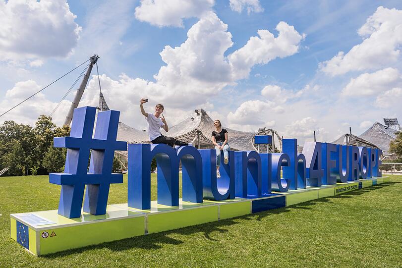 Ein Symbol für Europa: Die #munich4EUROPE-Skyline soll den europäischen Gedanken in München sichtbarer machen.