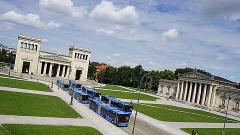 Präsentation am Königsplatz: Die neuen Gelenkbuss der MVG.