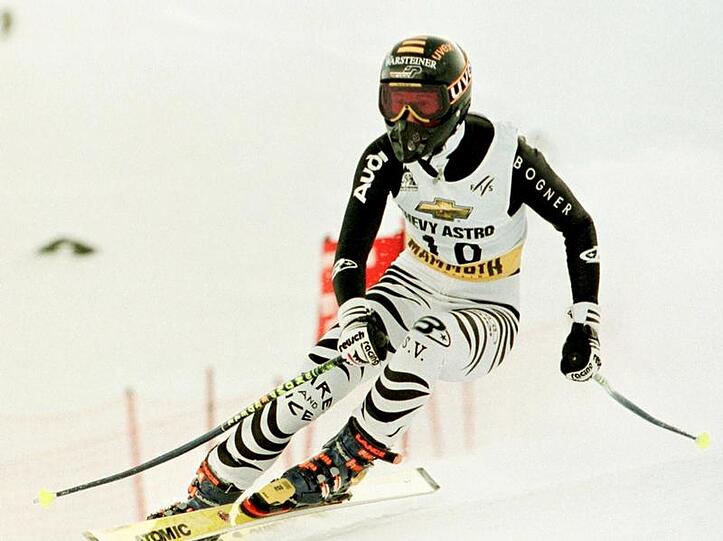 Katherina Gutensohn fährt 1997 einen Weltcup-Super-G für das DSV-Team.