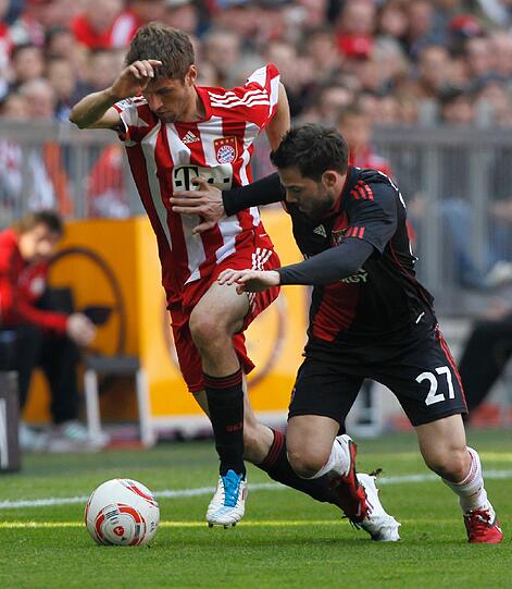 Der Jubel der Bayern beim Torfest gegen Leverkusen.