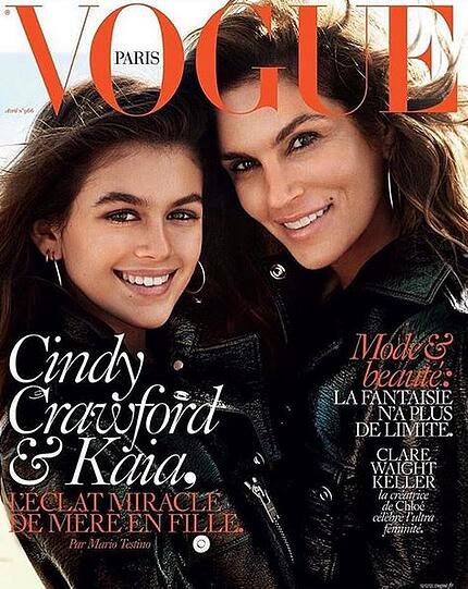 Cindy Crawford und ihre 14-jährige Tochter Kaia Gerber auf dem französischen Vogue-Cover