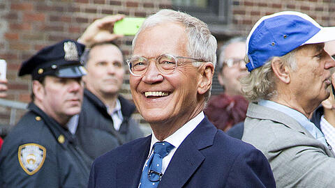 David Letterman im April 2014 während Aufzeichungen zu seiner Show