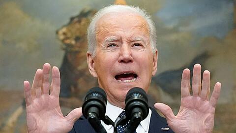 Präsident Joe Biden spricht im Roosevelt Room des Weißen Hauses über den Ukraine-Konflikt.