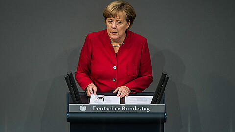 Bundeskanzlerin Angela Merkel (CDU) bei der Generaldebatte im Bundestag.