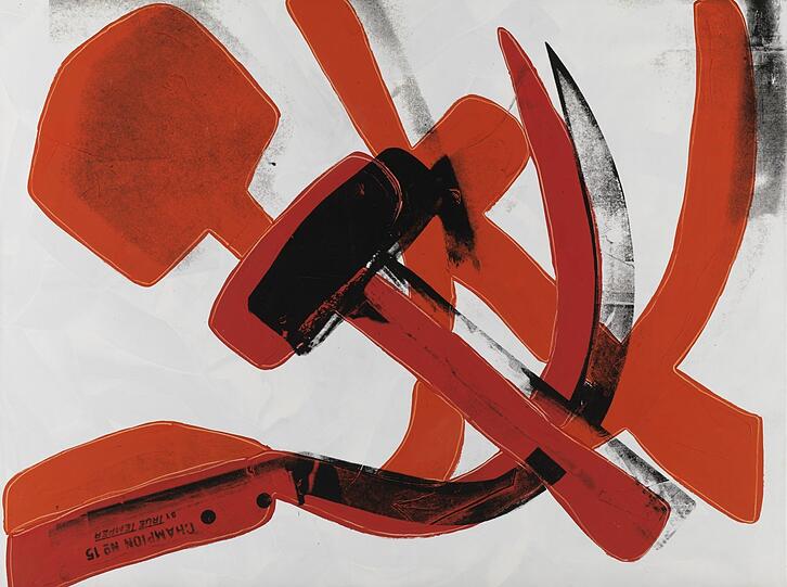 Andy Warhol war politischer als man denkt. Das zeigt etwa sein Siebdruck "Hammer und Sichel" von 1976. Die Udo und Anette Brandhorst Sammlung besitzt ein Exemplar.