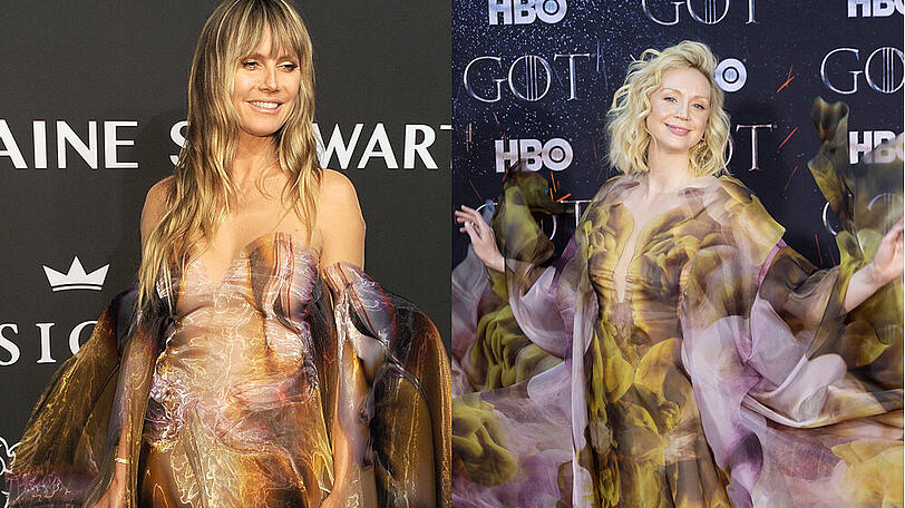 Heidi Klum (l.) und Gwendoline Christie setzen auf Iris van Herpen