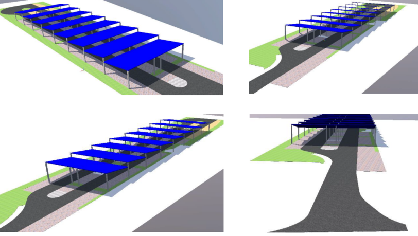 So könnte der Parkplatz in Daglfing aussehen: überdacht und mit Solarpaneels. Die Energie sollen E-Autos direkt nutzen können. So könnte der Parkplatz in Daglfing aussehen: überdacht und mit Solarpaneels. Die Energie sollen E-Autos direkt nutzen können.