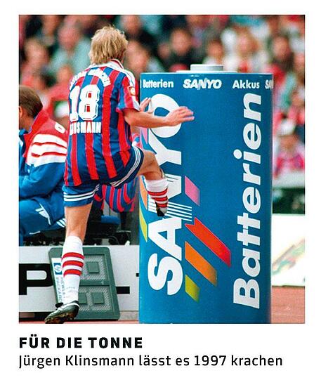 Der berühmte Tonnen-Tritt von Jürgen Klinsmann.