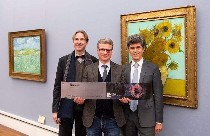 Bernhard Maaz, Generaldirektor der Staatsgemäldesammlungen (links), mit Kunstminister Bernd Sibler und Eberhard Schmid, Leiter des Staatlichen Bauamts München 1 (re.).